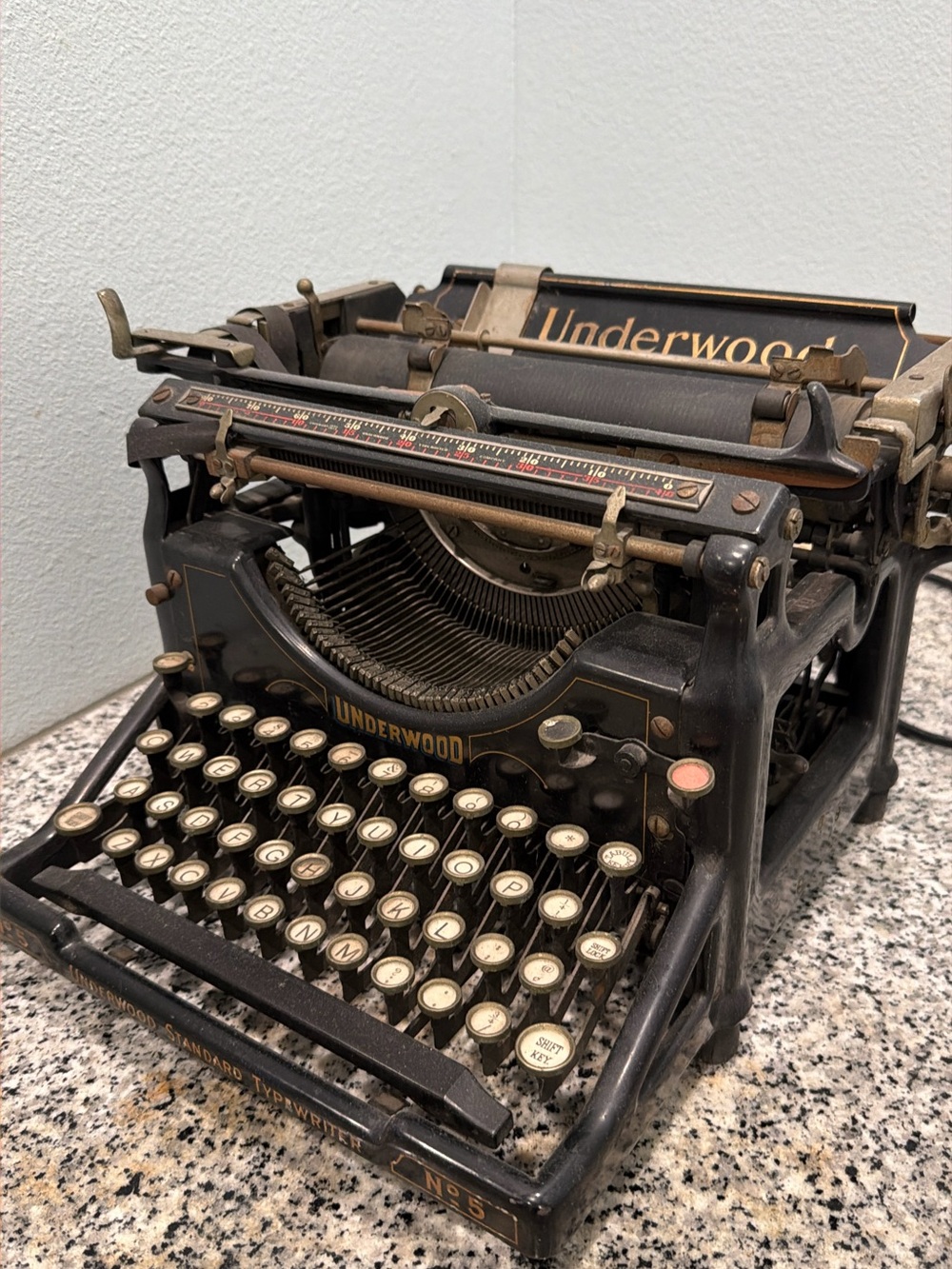 Vintage Black Cast Iron Typewriter Decorative Accent